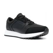 Zwarte Leren Herensneakers Calvin Klein , Black , Heren