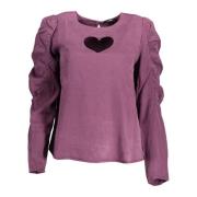 Paarse Lyocell Shirt met Contrasterende Details Desigual , Purple , Da...