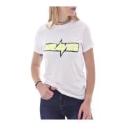 Fluo Bedrukt Katoenen T-shirt Diesel , White , Dames