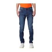 Slim-Fit Donkerblauwe Wassing Jeans Diesel , Blue , Heren