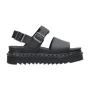 Zwarte leren sandalen met Quad-zool Dr. Martens , Black , Dames