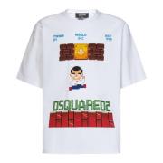 Wit T-shirt met Modern Design Dsquared2 , White , Heren