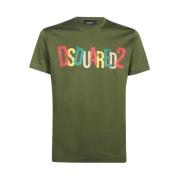 Klassiek Katoenen T-Shirt voor Heren Dsquared2 , Green , Heren