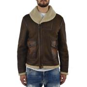 Leren Jassen - Korte Dubbele Rits Stijl Dsquared2 , Brown , Heren