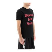 Goth Surfer T-Shirt met letterprint Dsquared2 , Black , Heren