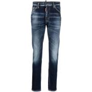 Blauwe Slim-Fit Jeans met Whiskering Effect Dsquared2 , Blue , Heren