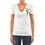 Wit Katoenen Logo T-Shirt met Multikleurige Papegaai Dsquared2 , White...