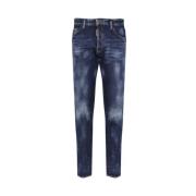 Navy Blue Slim-Fit Ripped Jeans Dsquared2 , Blue , Heren