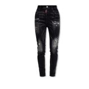 ‘High Waist Twiggy’ jeans Dsquared2 , Black , Dames