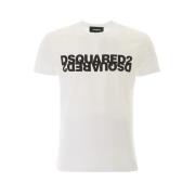Wit Katoenen T-Shirt - Gemaakt in Italië Dsquared2 , White , Heren