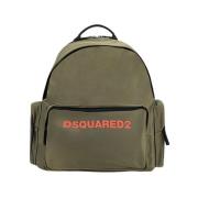 Technische Stof Bedrukte Rugzak Dsquared2 , Green , Heren