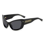 Stijlvolle zonnebril met vintage uitstraling Dsquared2 , Black , Dames