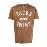 Tacos Twins T-Shirt, 100% Katoen Dsquared2 , Brown , Heren