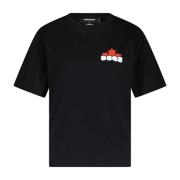 Logo-Print T-Shirt voor Heren Dsquared2 , Black , Heren