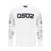 Wit Langarm T-Shirt Dsquared2 , White , Heren