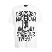 Omgekeerd Print Logo T-Shirt Dsquared2 , White , Heren