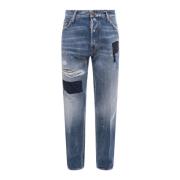 Blauwe Ripped Denim Jeans - Aw23 Collectie Dsquared2 , Blue , Heren