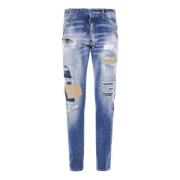 Slim-fit Jeans met Bleach-effect Finish Dsquared2 , Blue , Heren