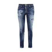 Verfspatten Cropped Jeans Dsquared2 , Blue , Dames