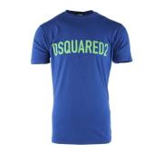 Blauw Katoenen T-shirt voor Heren Dsquared2 , Blue , Heren