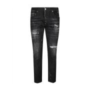 Zwarte Slim Fit Jeans met Gescheurde Details Dsquared2 , Black , Heren