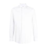 Wit Lyocell-Katoenmix Jersey Overhemd met Lange Mouwen Emporio Armani ...