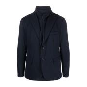 Blauwe Blazer met Ritssluiting en Reverskraag Emporio Armani , Blue , ...