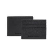 Zwart leren portemonnee en kaarthouder set Emporio Armani , Black , He...