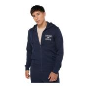 Geborduurde Logo Rits Hoodie - Armani Emporio Armani , Blue , Heren