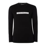 Stretch Logo Print T-Shirt - Heren Lange Mouw Emporio Armani , Black ,...