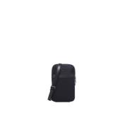 Zwarte gerecyclede nylon tas met leren details Emporio Armani , Black ...