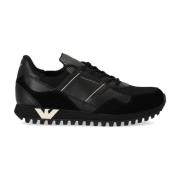 Zwarte Sock-Sneaker met Contrasterende Logo-inzetstukken Emporio Arman...