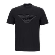Zwarte Heren T-shirt met Maxi Logo Emporio Armani , Black , Heren