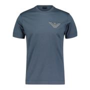 Heren Petrolio Adelaar Logo T-shirt Emporio Armani , Blue , Heren