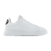 Witte gehamerde leren sneakers - Heren 41.5 Emporio Armani , White , H...