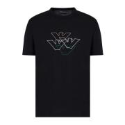 Heren T-shirt met logo print Emporio Armani , Black , Heren