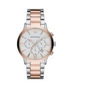 Zilveren en Bronzen Chronograaf Horloge Emporio Armani , Gray , Heren