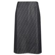 Zijden midi-rok met monogram Fendi , Black , Dames