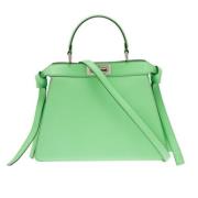 Elegante Mintgroene Leren Tote Bag Fendi , Green , Dames