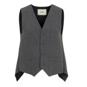 Grijze Pinstripe Wollen Vest met Cape Mouwen Fendi , Gray , Dames