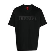 Zwart Logo-Print Katoenen T-Shirt Ferrari , Black , Heren