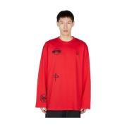 Nachtleven Grafische Longsleeve T-shirt Fred Perry , Red , Heren