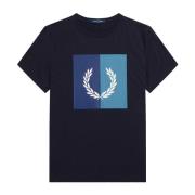 Grafisch T-shirt met Laurel-kransprint Fred Perry , Blue , Heren