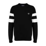 Zwarte Sweaters met Ronde Hals Fred Perry , Black , Heren