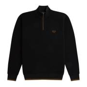 Gestructureerde Merino Gebreide Trui Fred Perry , Black , Heren