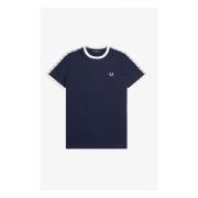 Taped Ringer T-Shirt Carbon Blue Fred Perry , Blue , Heren