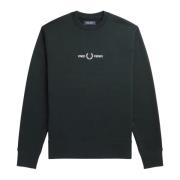 Nachtgroene Geborduurde Sweatshirt Fred Perry , Green , Heren