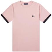 Ringer T-Shirt in Chalky Pink Fred Perry , Pink , Heren