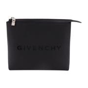 Logo Print Coated Canvas Clutch Givenchy , Black , Heren