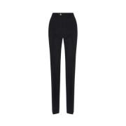 Straight-Fit Zijden en Wol Broek Gucci , Black , Dames